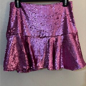 Sequin Tiered Mini Skirt in Pink